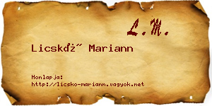 Licskó Mariann névjegykártya